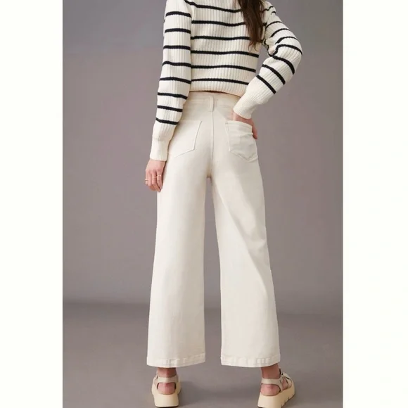 PAIGE Carly Drawstring Waistband Tie Wide Leg Stretch Pants Women's Size 27 - Picture 2 of 10